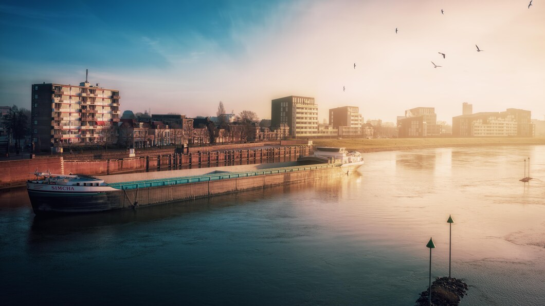 Binnenvaartschip op de IJssel