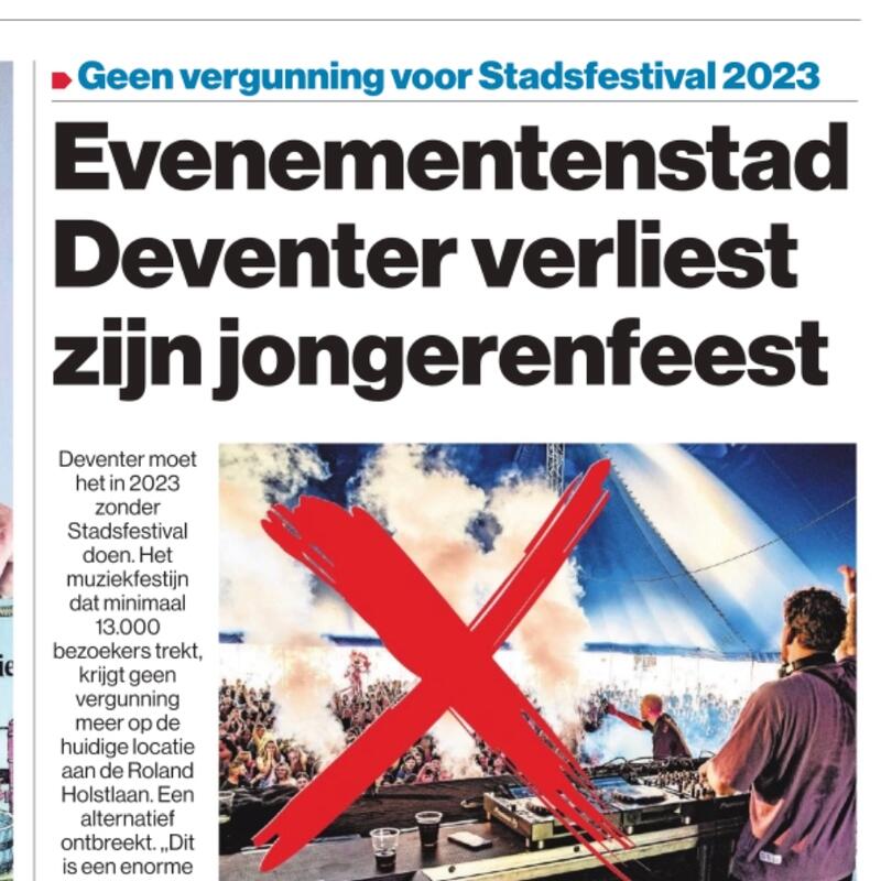 Evenementenstad Deventer verliest zijn jongerenfeest - Bron Stentor